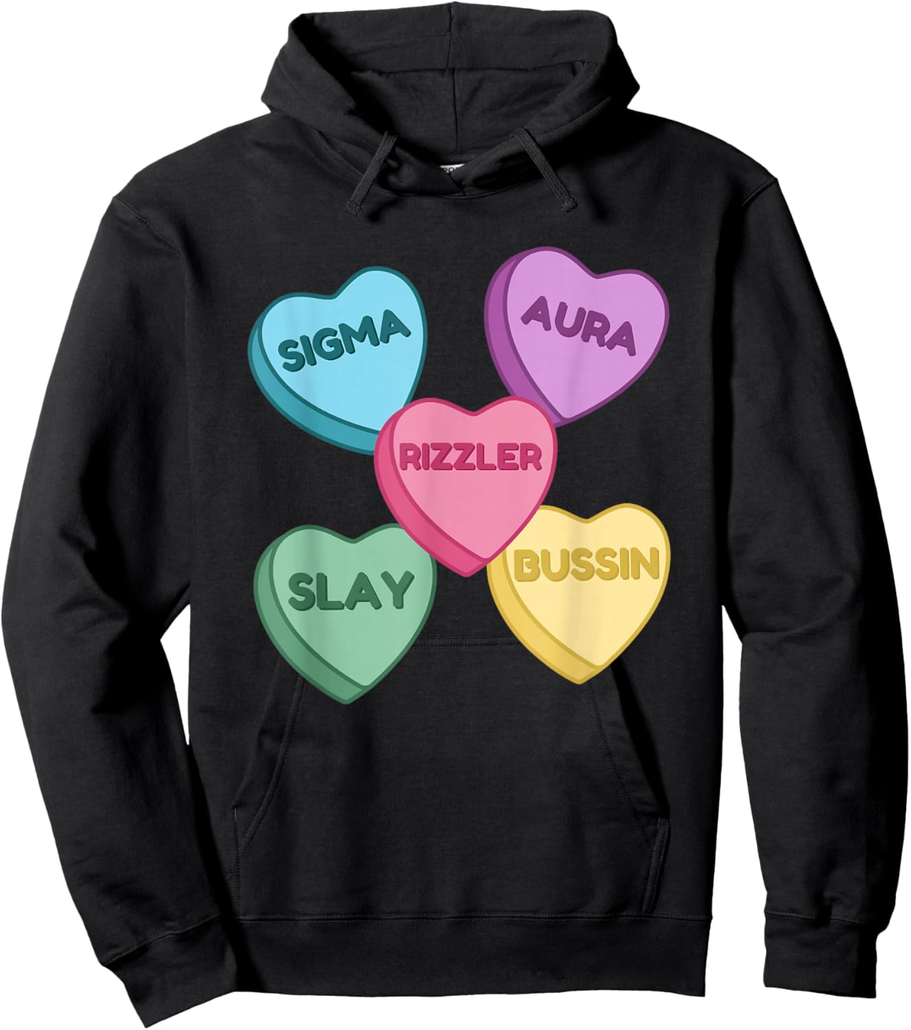 Valentine's Day Shirt Rizzler Candy Heart Middle School Hoodie - Hoodie | Black