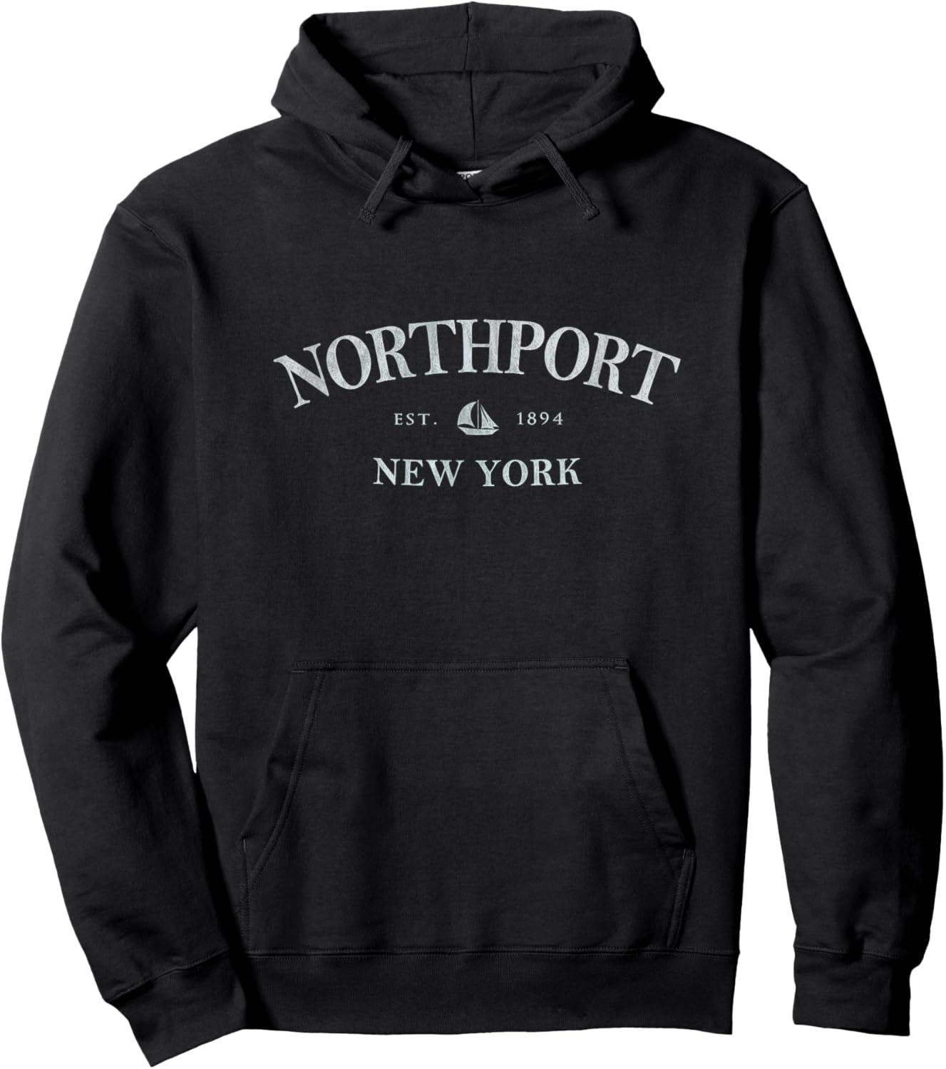 Northport New York | Northport NY Sailboat Hoodie - Hoodie | Black