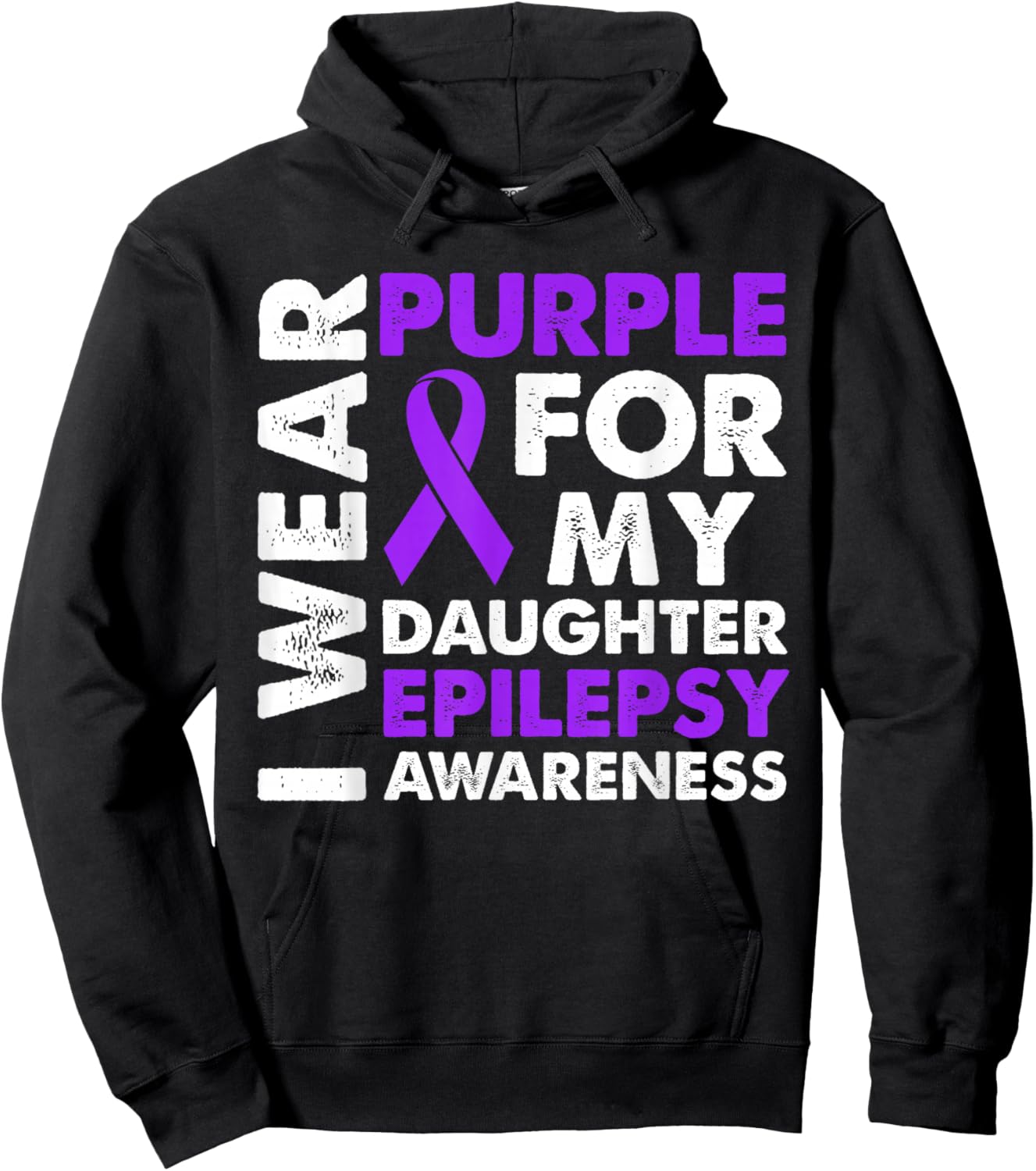 I Wear Purple for My Daughter Epilepsy Awareness Hoodie - Hoodie | Black