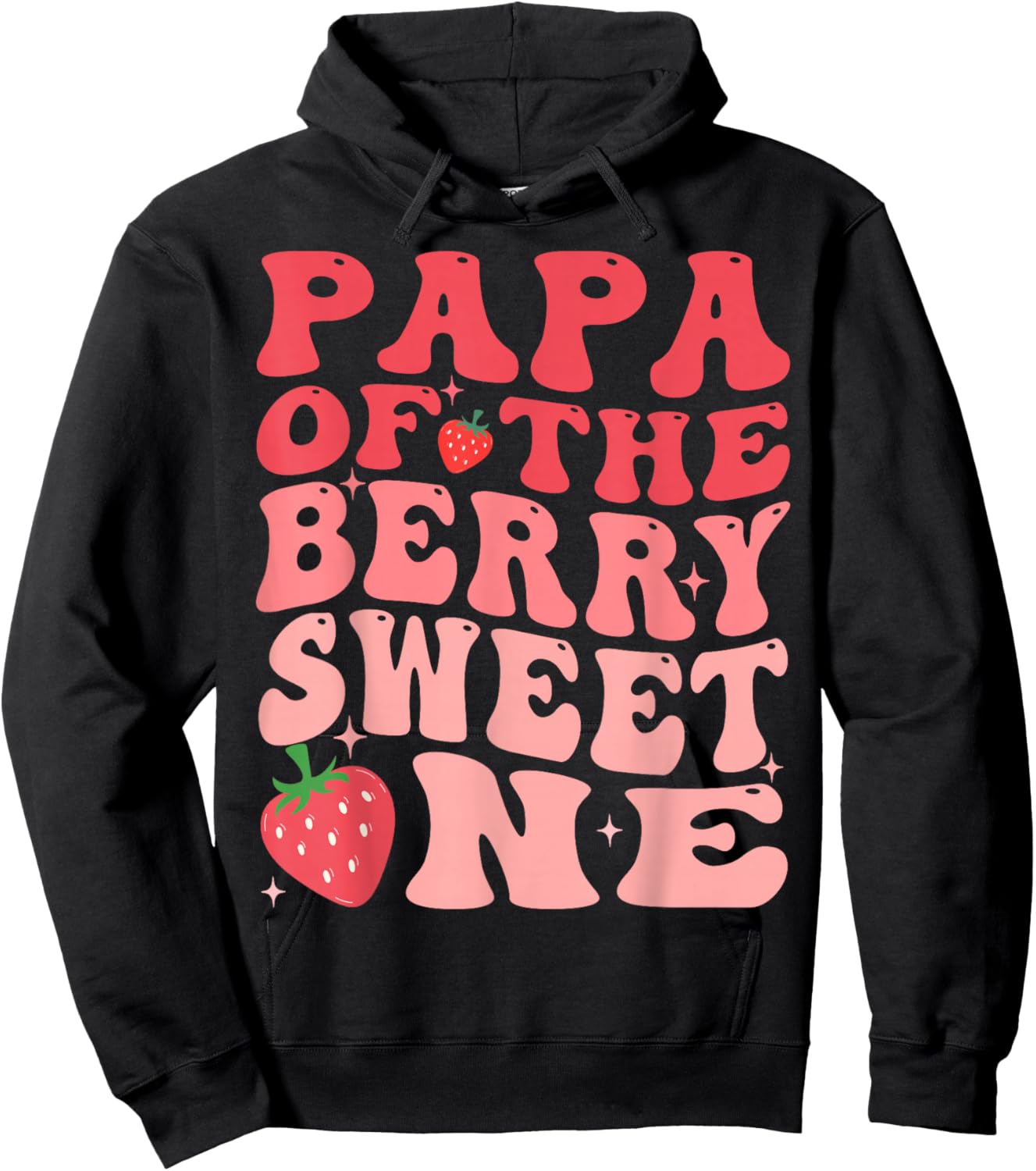 Papa Of The Berry Sweet One 1st Birthday Strawberry Hoodie - Hoodie | Black