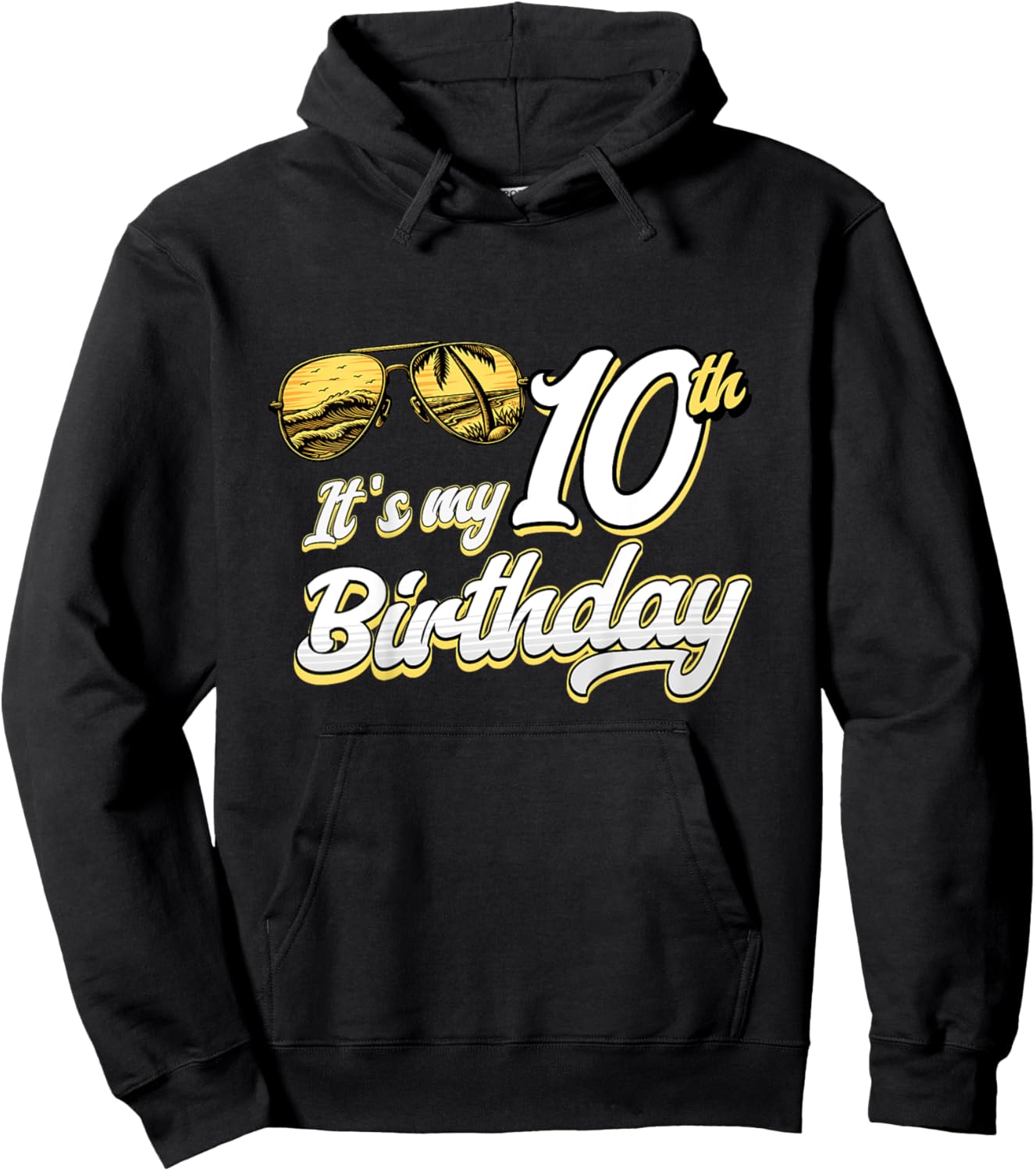 It's My 10th Birthday Beach Themed Party Summer 10 Years Old for Kids Hoodie - Hoodie | Black