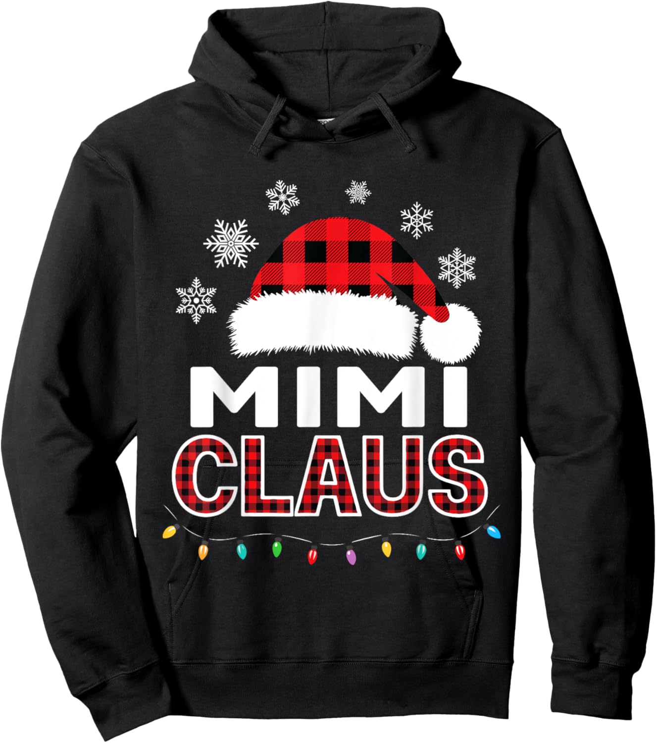 Mimi Claus Christmas Lights Santa Pajama Family Matching Hoodie - Hoodie | Black