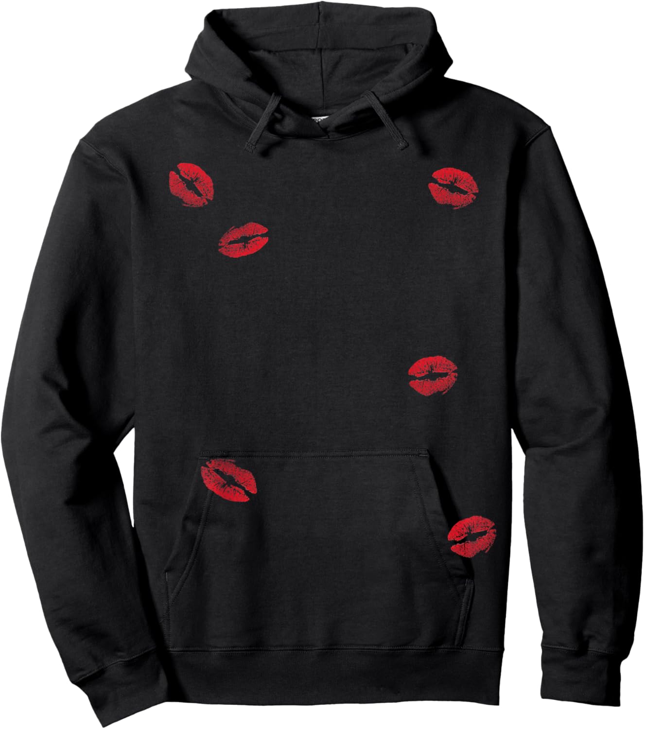 Kissed with Love: Playful and Flirty Lipstick Kisses Hoodie - Hoodie | Black