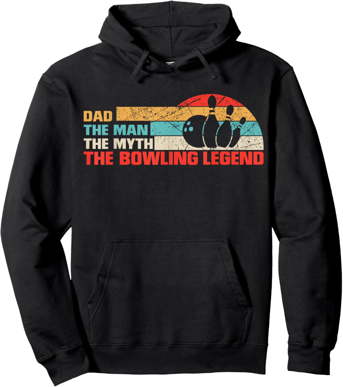Retro Bowling Player Dad Vintage Bowler Father's Day Hoodie - Hoodie | Black