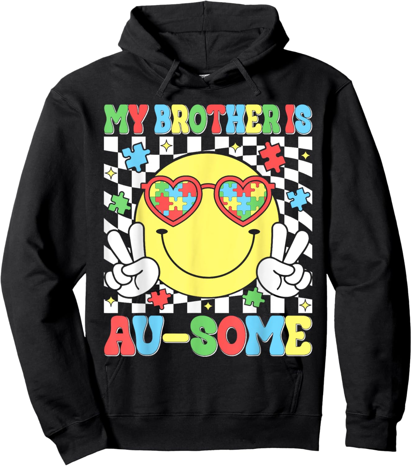 My Brother Is Ausome Autism Awareness Boys Girl Autism Squad Hoodie - Hoodie | Black