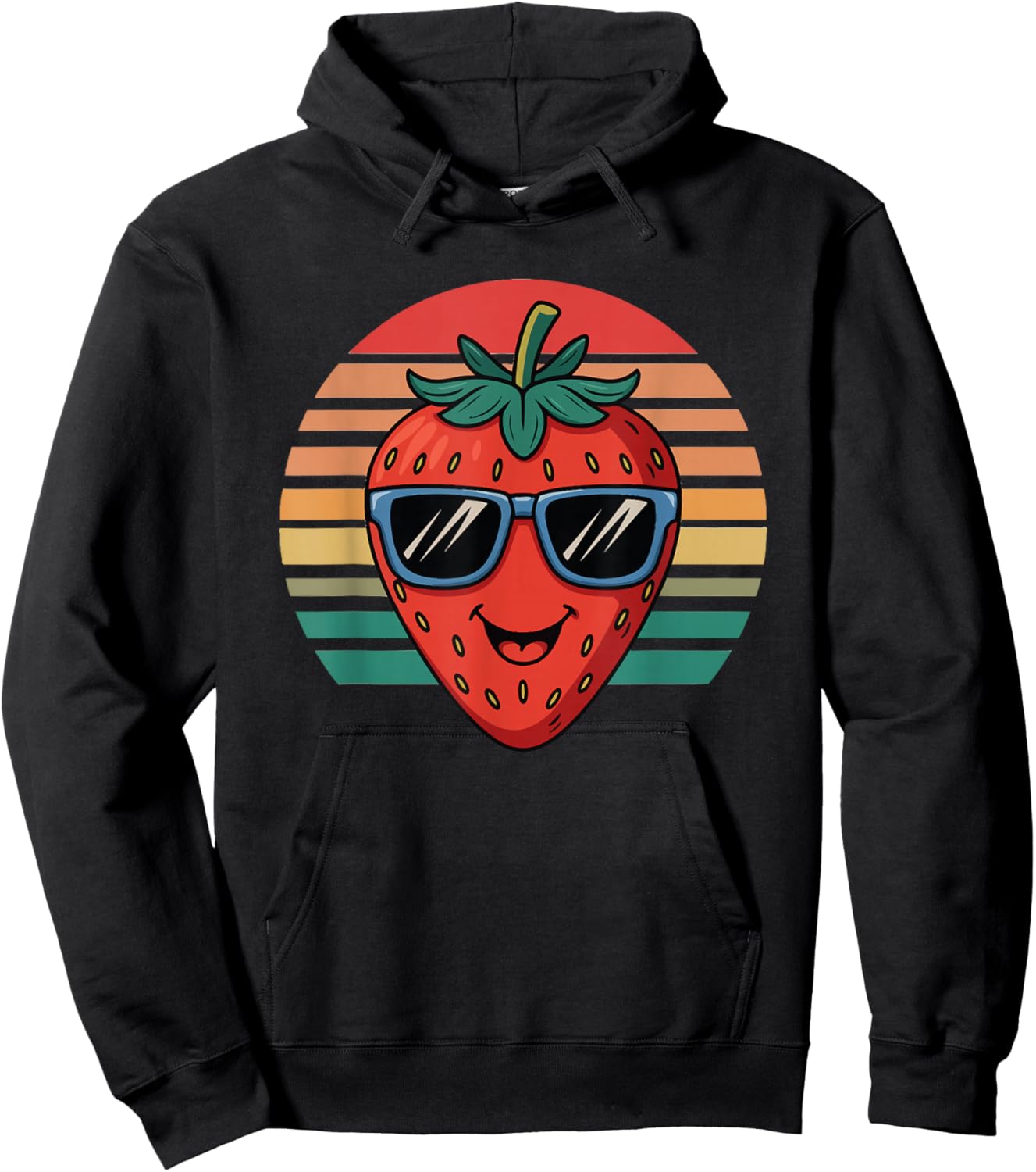 Retro Strawberry Novelty Fun Women Kids Hoodie - Hoodie | Black