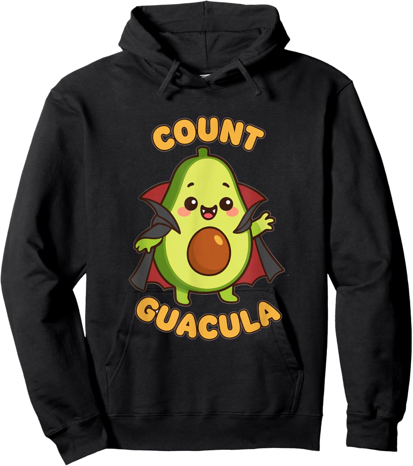Count Guacula Kawaii Avocado Vampire Guacamole Halloween Pun Hoodie - Hoodie | Black