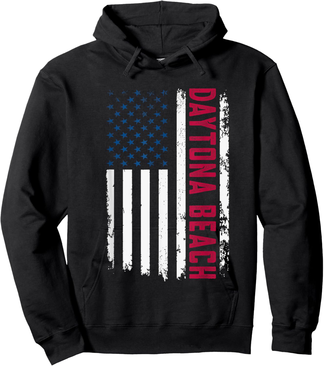 Daytona Beach USA Flag Patriotic American Daytona Beach Men Hoodie - Hoodie | Black