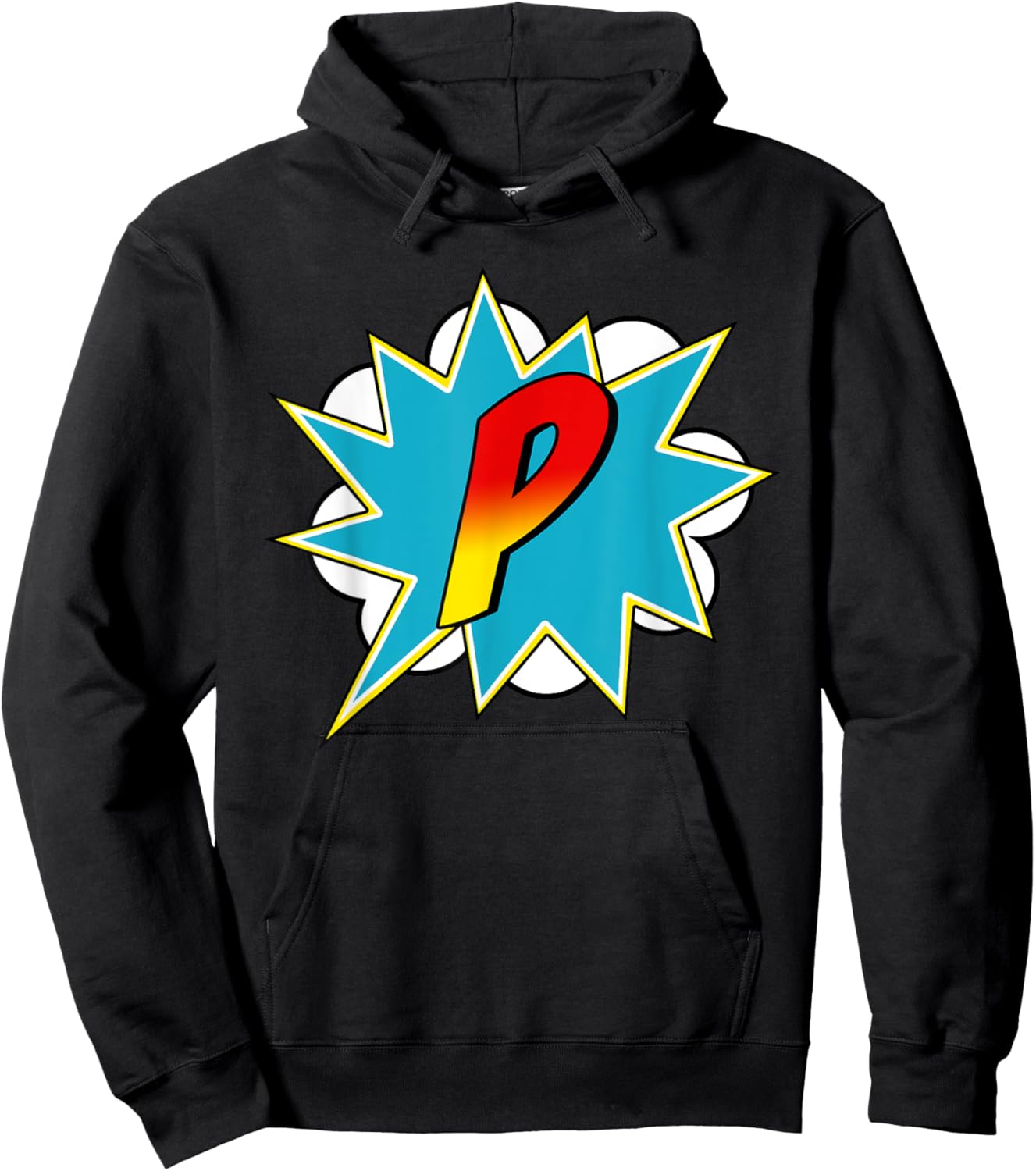 Letter P Superhero Name Comic Letter Retro Costume Hoodie - Hoodie | Black
