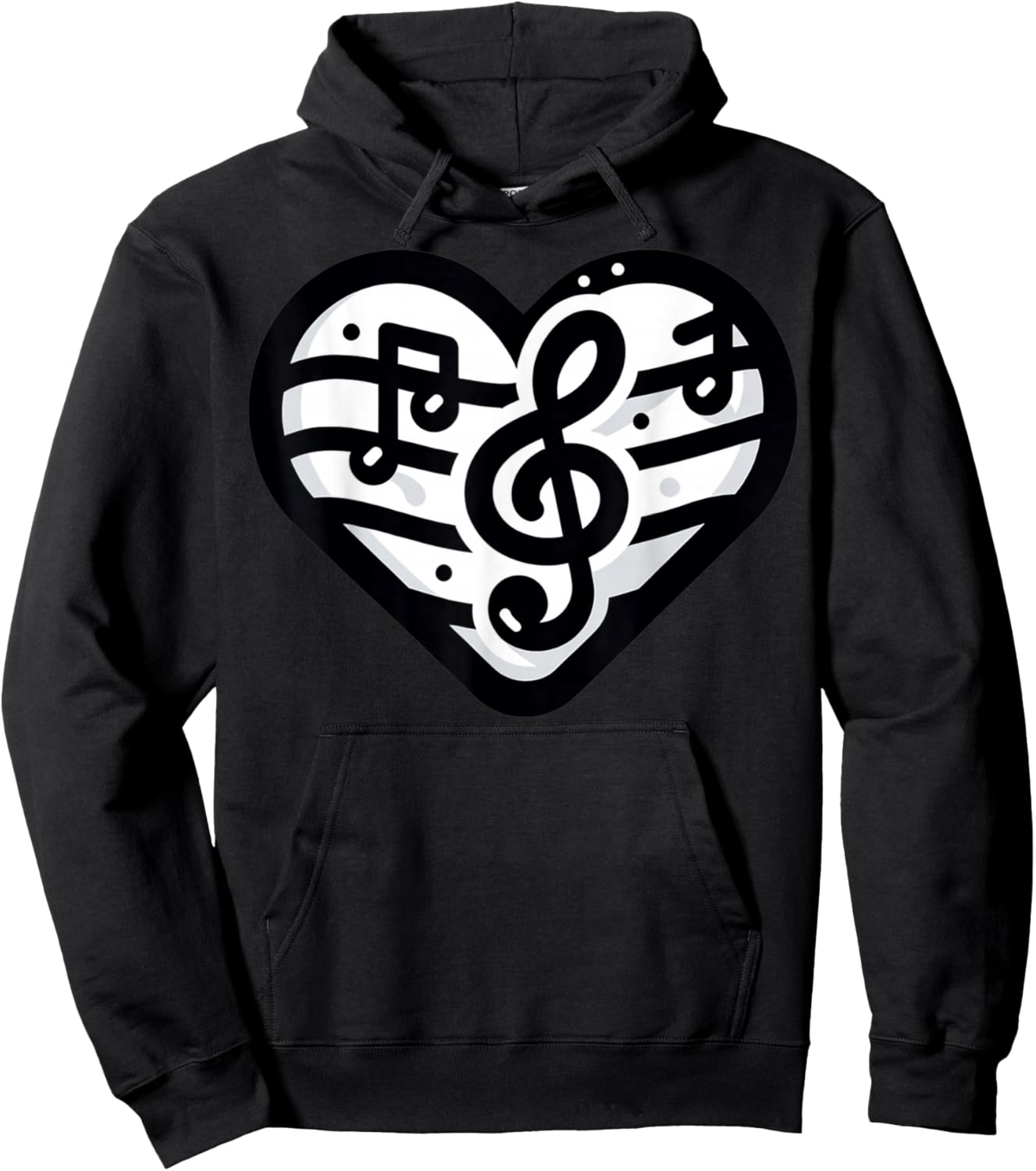 Music Notes Heart Design For Kids Love Graphics Hoodie - Hoodie | Black