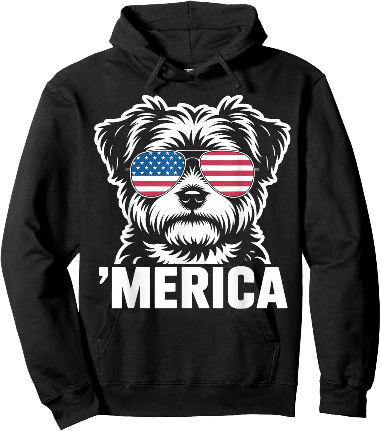 Patriotic USA American Flag 4th of July Morkie Hoodie - Hoodie | Black