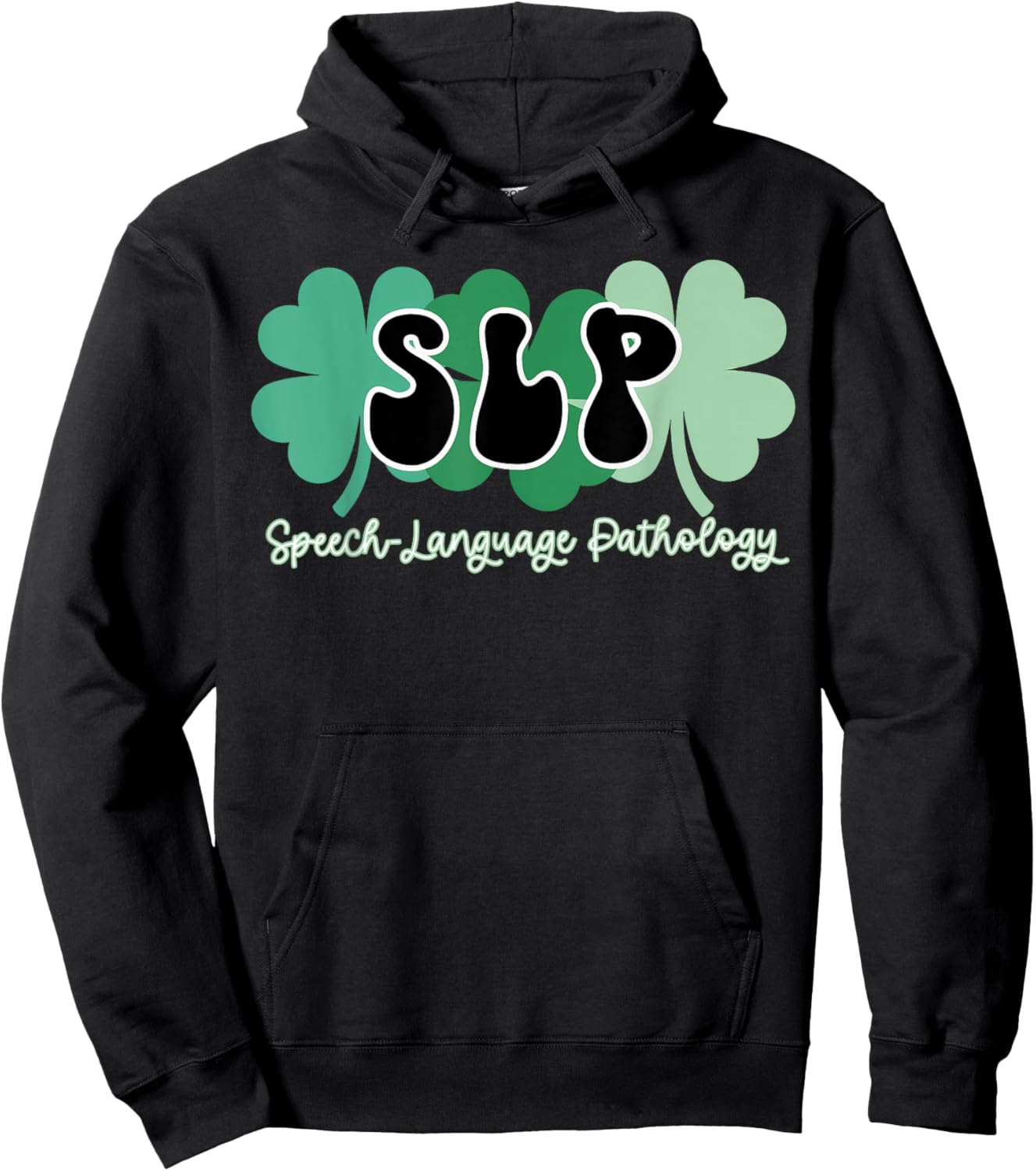 Retro St Patricks Day SLP Speech Language Pathology Shamrock Hoodie - Hoodie | Black