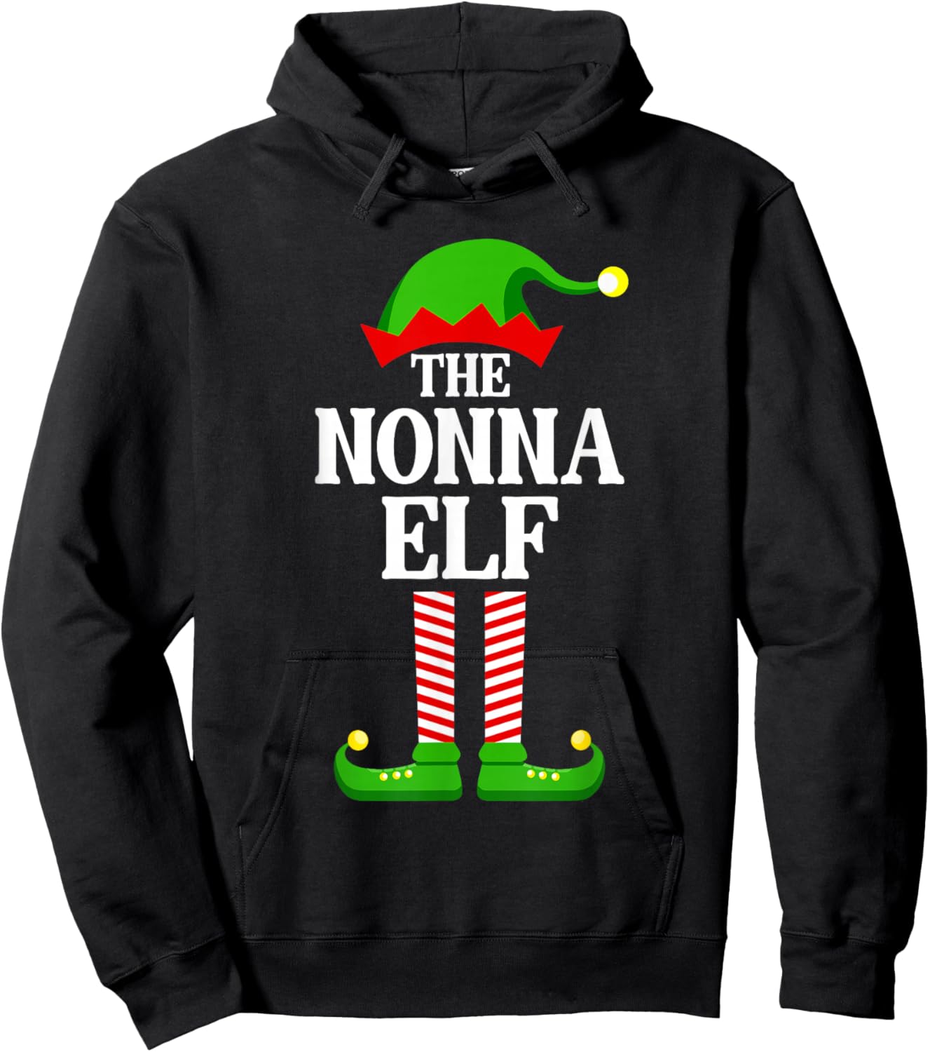 Nonna Elf Family Matching Group Funny Christmas Hoodie - Hoodie | Black