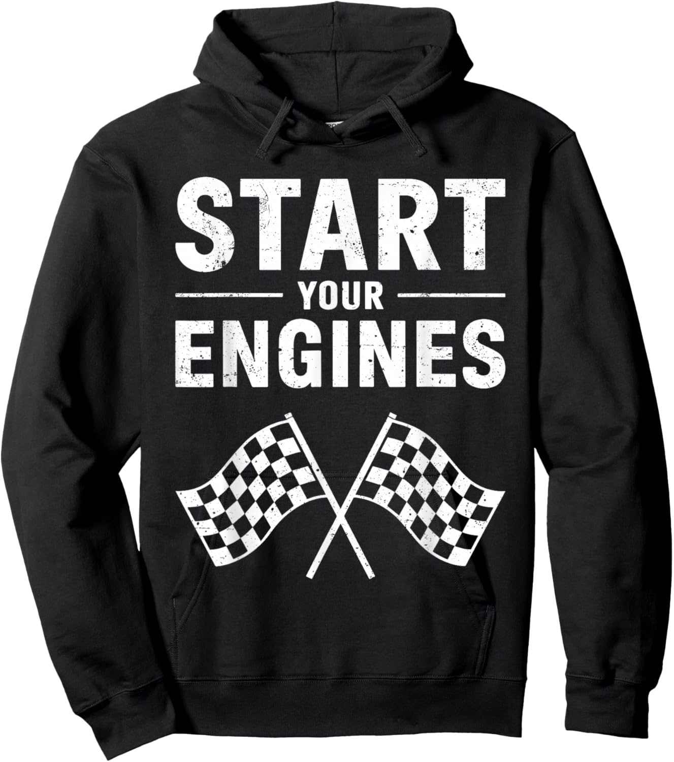 Start Your Engines Shirt Checkered Flag Men Women Racing Day Hoodie - Hoodie | Black