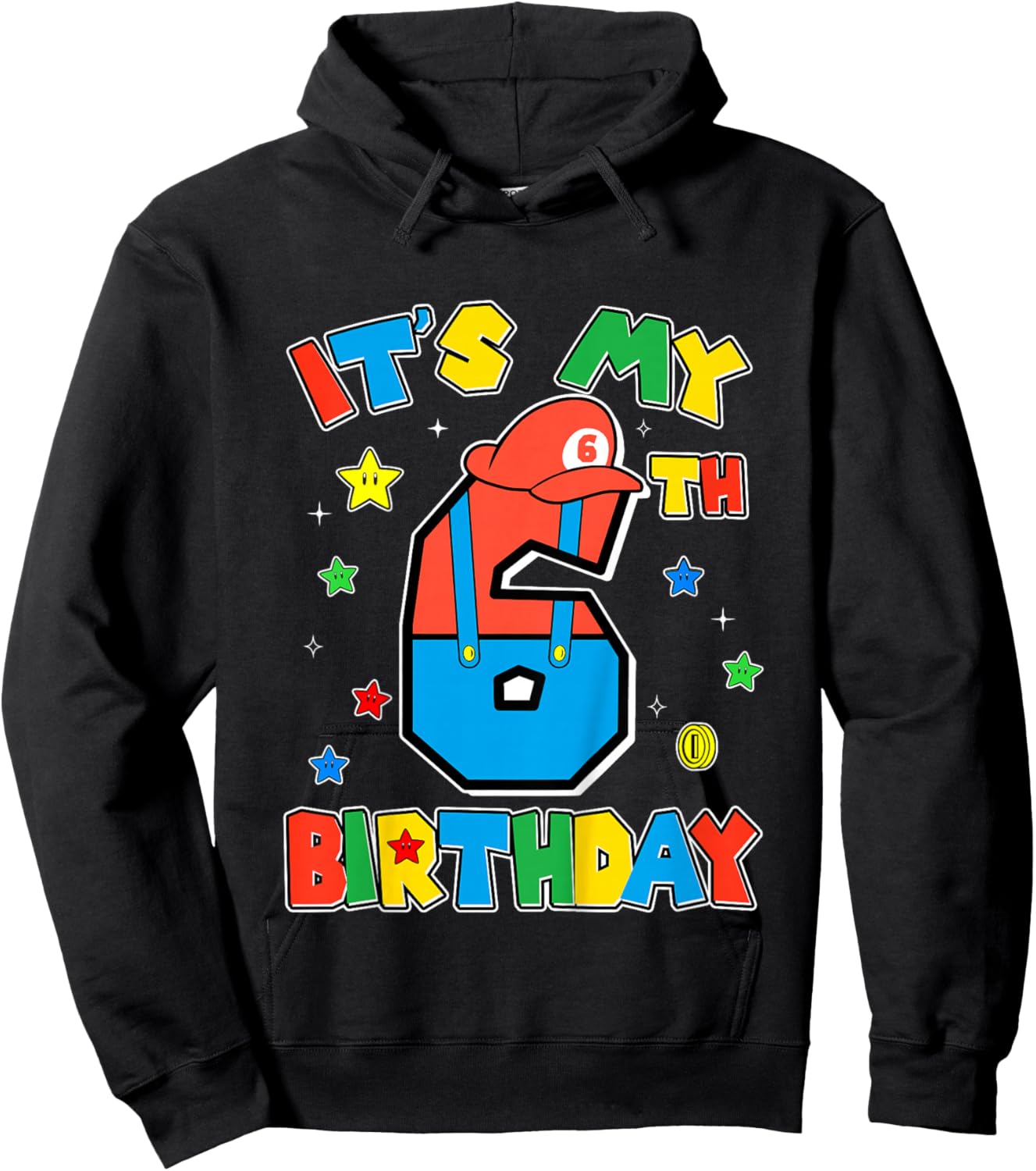 Kids 6th Birthday Boy Super Gamer Gaming Theme B-day Party Boys Hoodie - Hoodie | Black