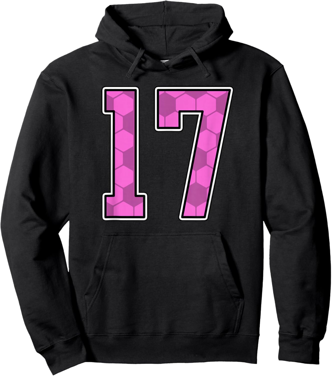 Pink Soccer Pattern Number 17 Jersey Player Uniform #17 Hoodie - Hoodie | Black