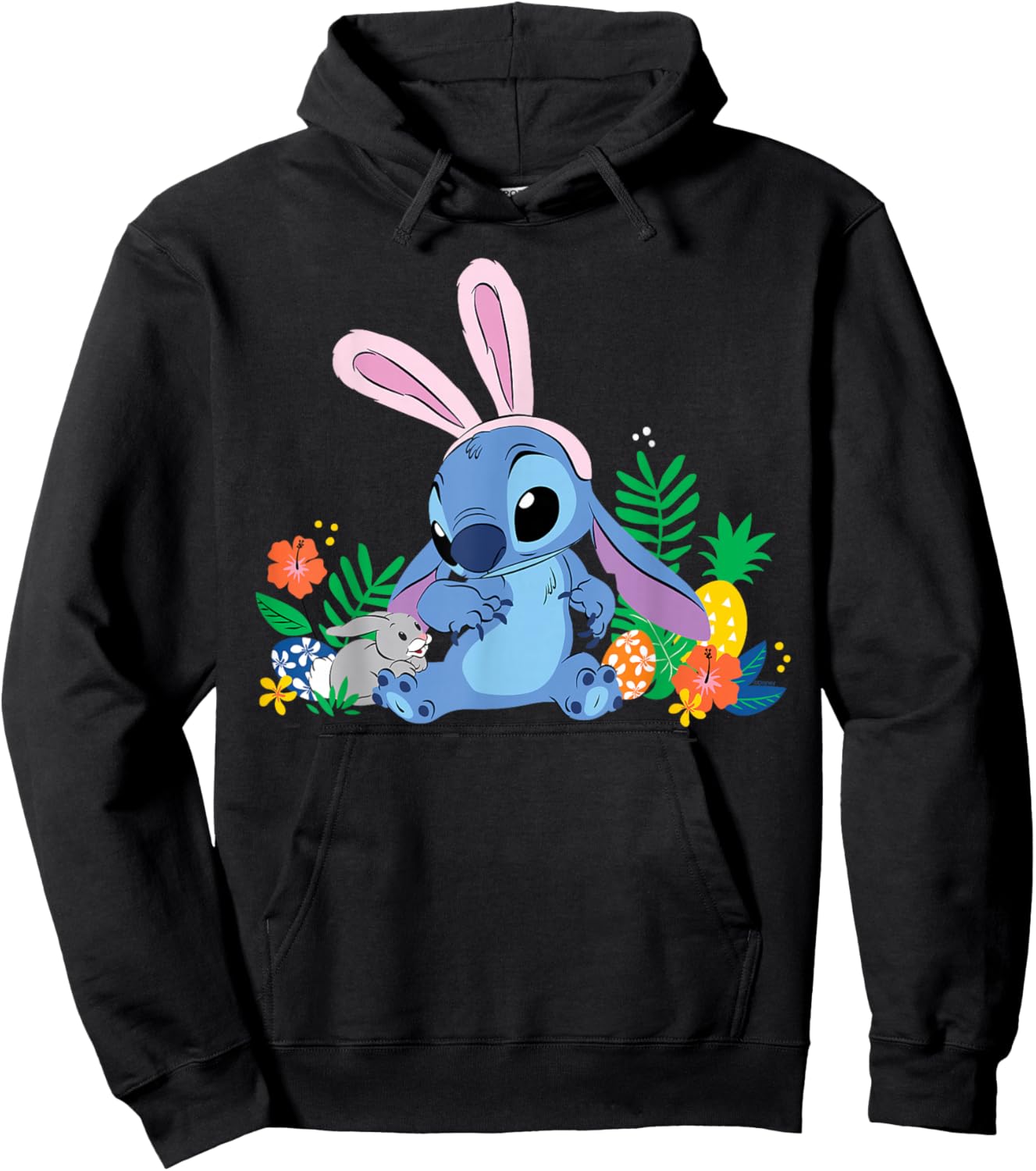 Disney Stitch Easter Bunny Ears & Eggs Tropical Spring Pals Hoodie - Hoodie | Black