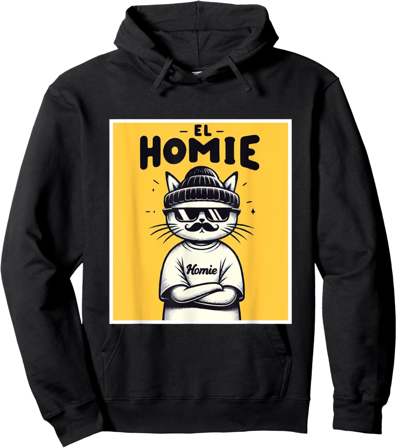 LIL HOMIE Cute Cholo Cat Chicano Art West Coast Hip Hop Prem Hoodie - Hoodie | Black