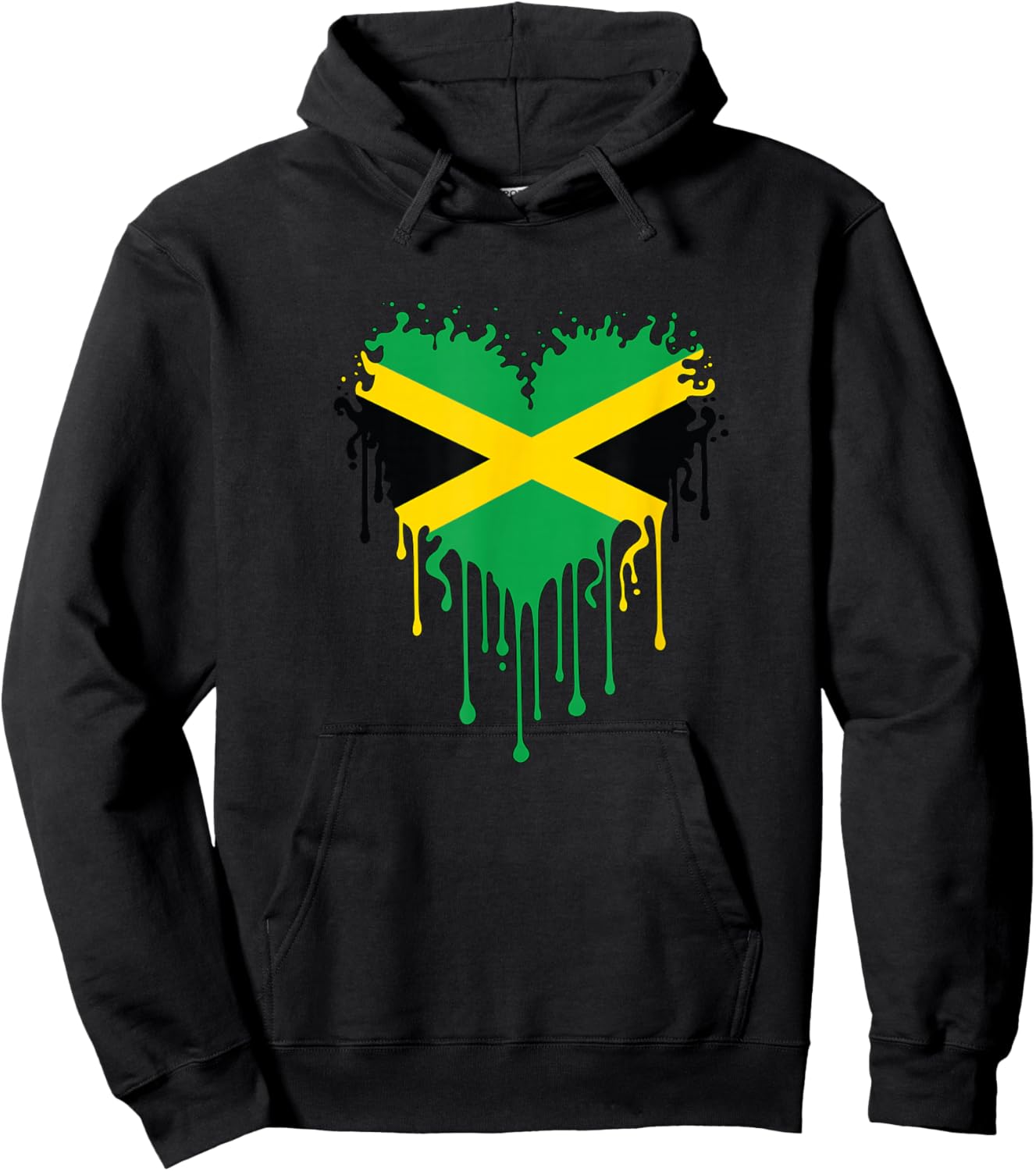 Jamaica Flag Heart Drip Proud Jamaican Roots Kids Men Women Hoodie - Hoodie | Black