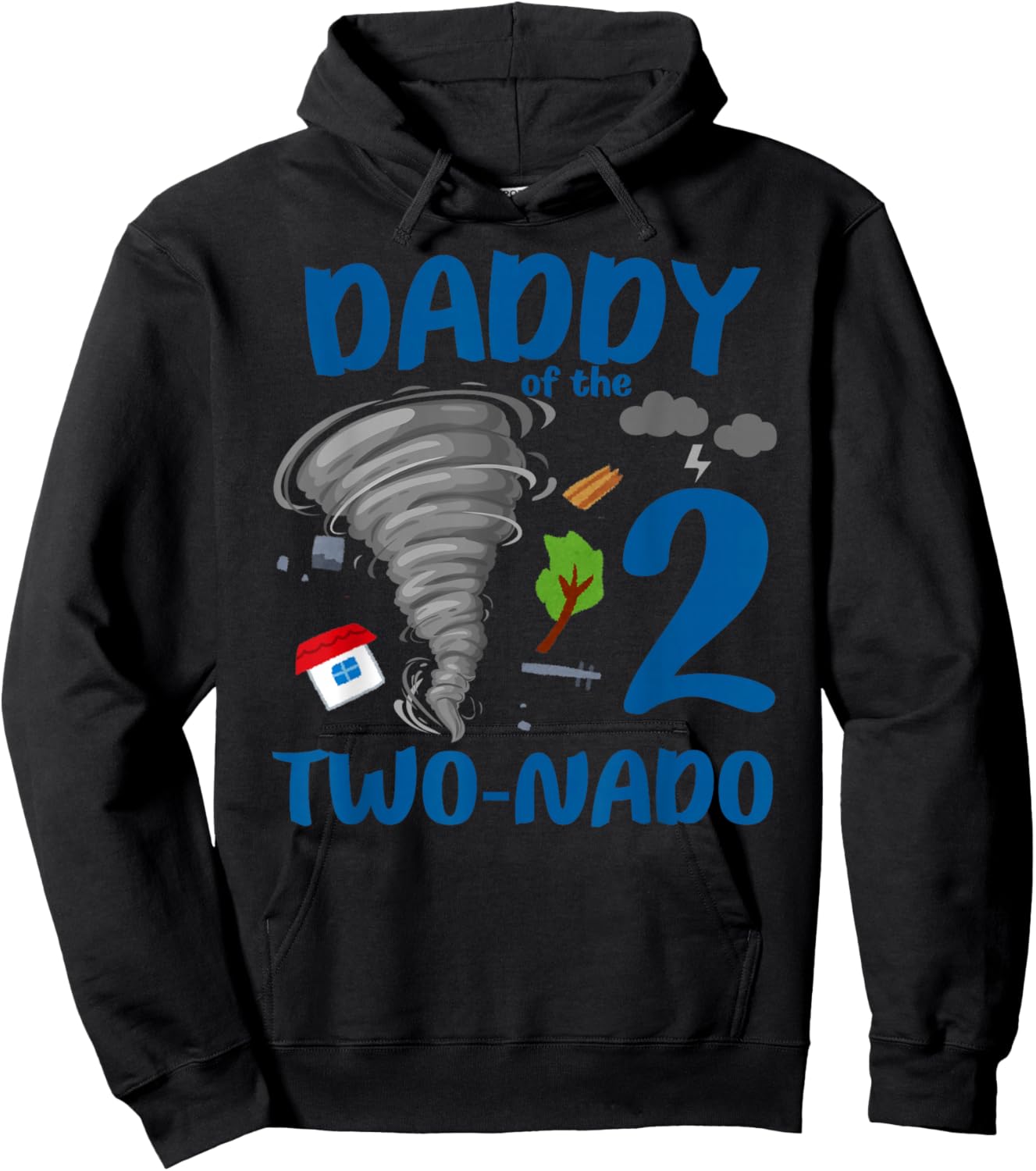 Daddy of the Two-nado Tornado Themed 2nd Birthday Boy Party Hoodie - Hoodie | Black