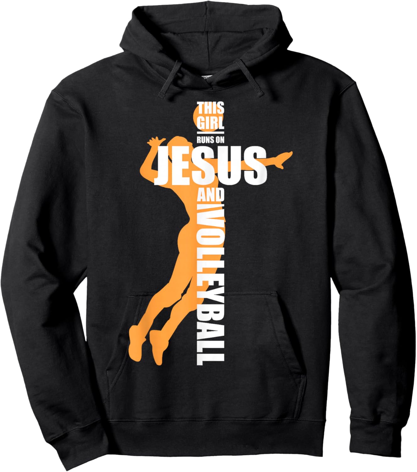 This Girl Runs On Jesus and Volleyball Hoodie - Hoodie | Black