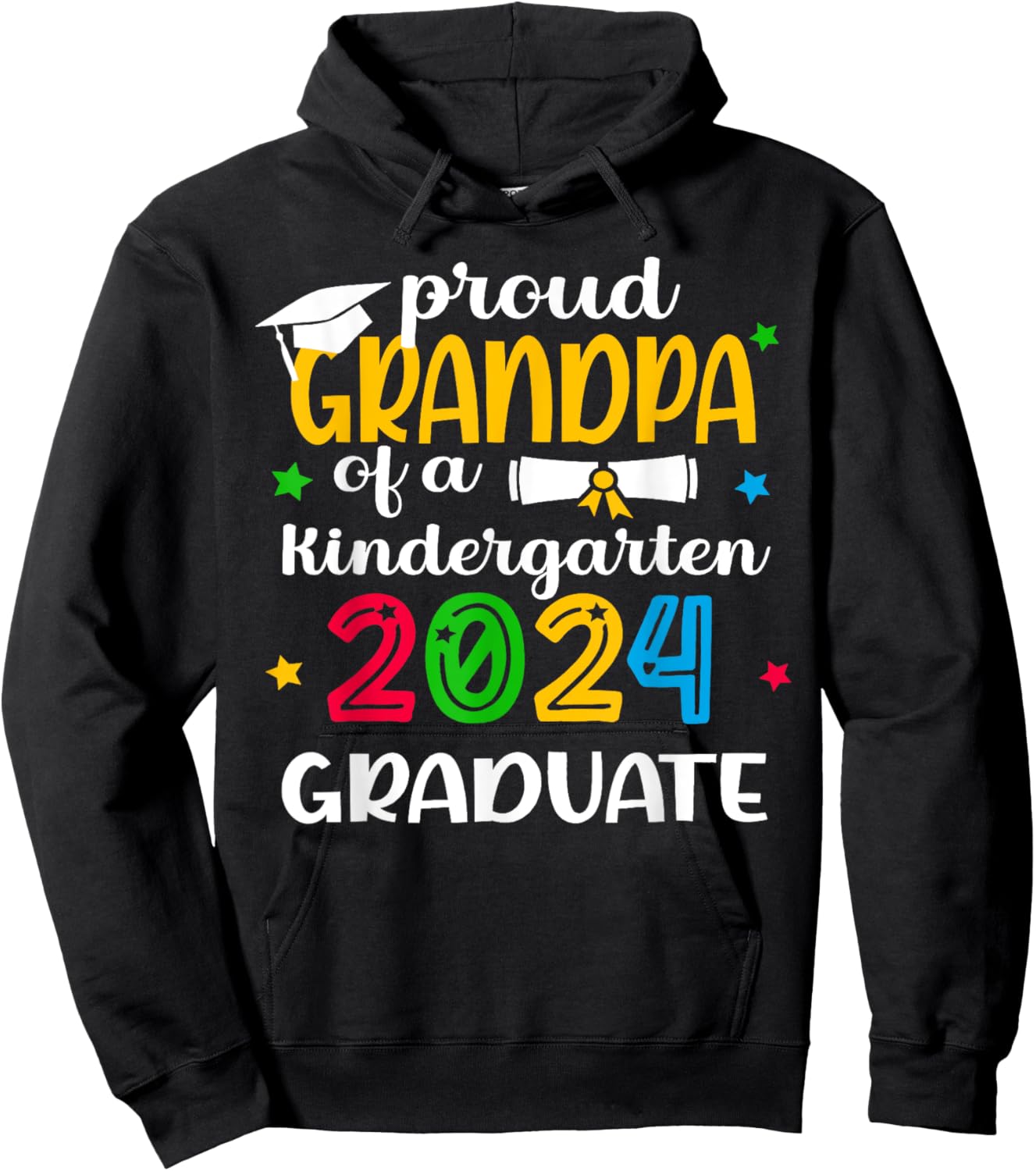 Proud Grandpa of Kindergarten Graduate 2024 Graduation Hoodie - Hoodie | Black