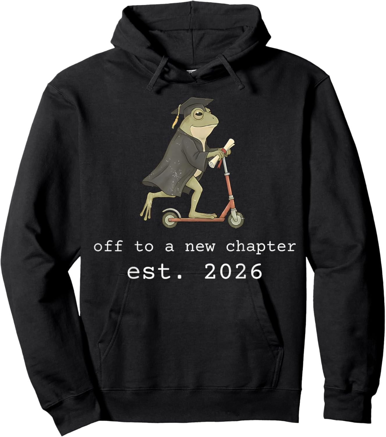 Funny Off to A New Chapter Est. 2026 Senior Graduation Hoodie - Hoodie | Black