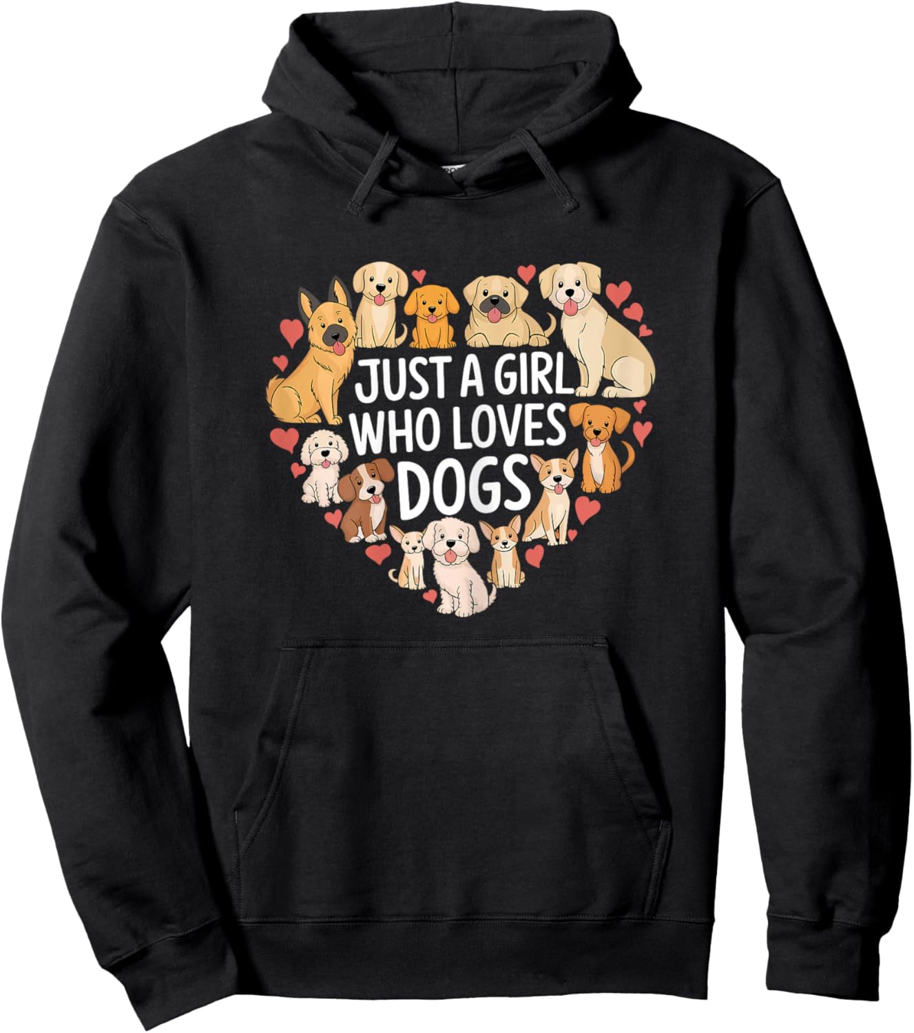 Dog Lover Cute Puppy Girl Design Hoodie - Hoodie | Black