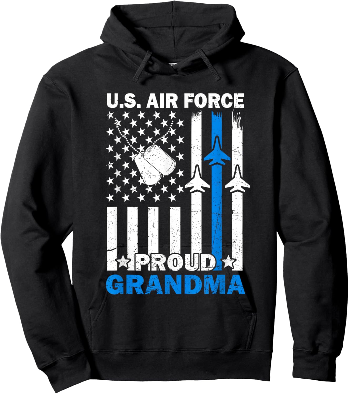 US Air Force USAF Veteran Proud Grandma Family Matching Hoodie - Hoodie | Black
