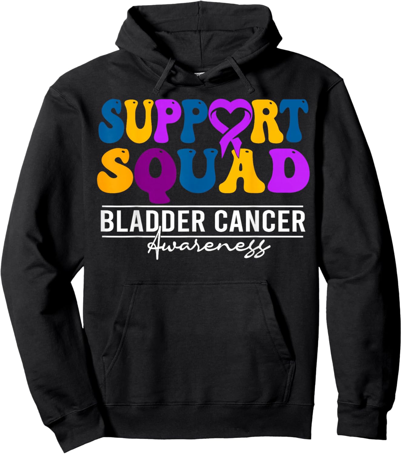 Bladder Cancer Awareness support squad groovy bladder cancer Hoodie - Hoodie | Black