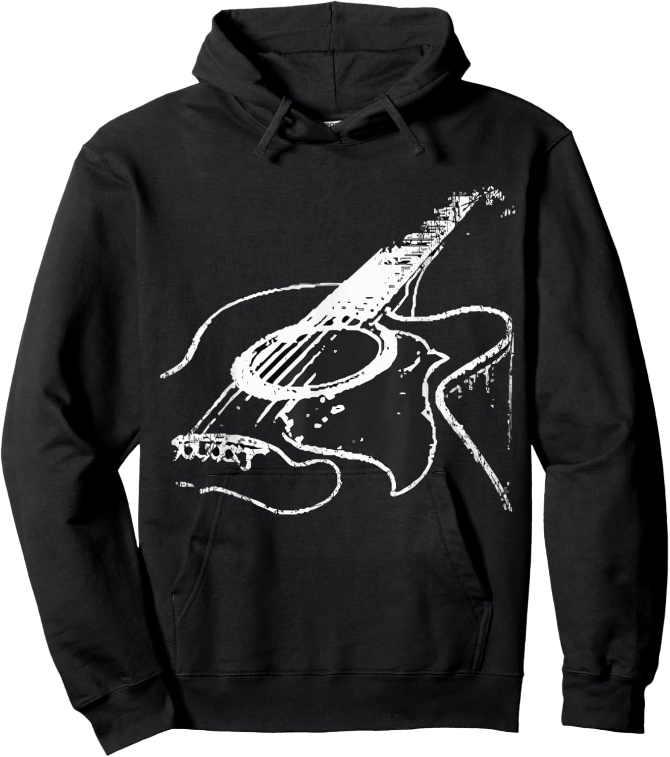 Vintage Guitar Acoustic Guitarist Blues Rock Hard Rock Pop Hoodie - Hoodie | Black