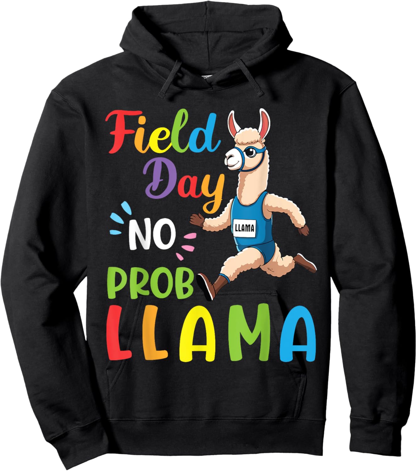 Field Day No Prob Llama Funny Running Llama Sports Problem Hoodie - Hoodie | Black