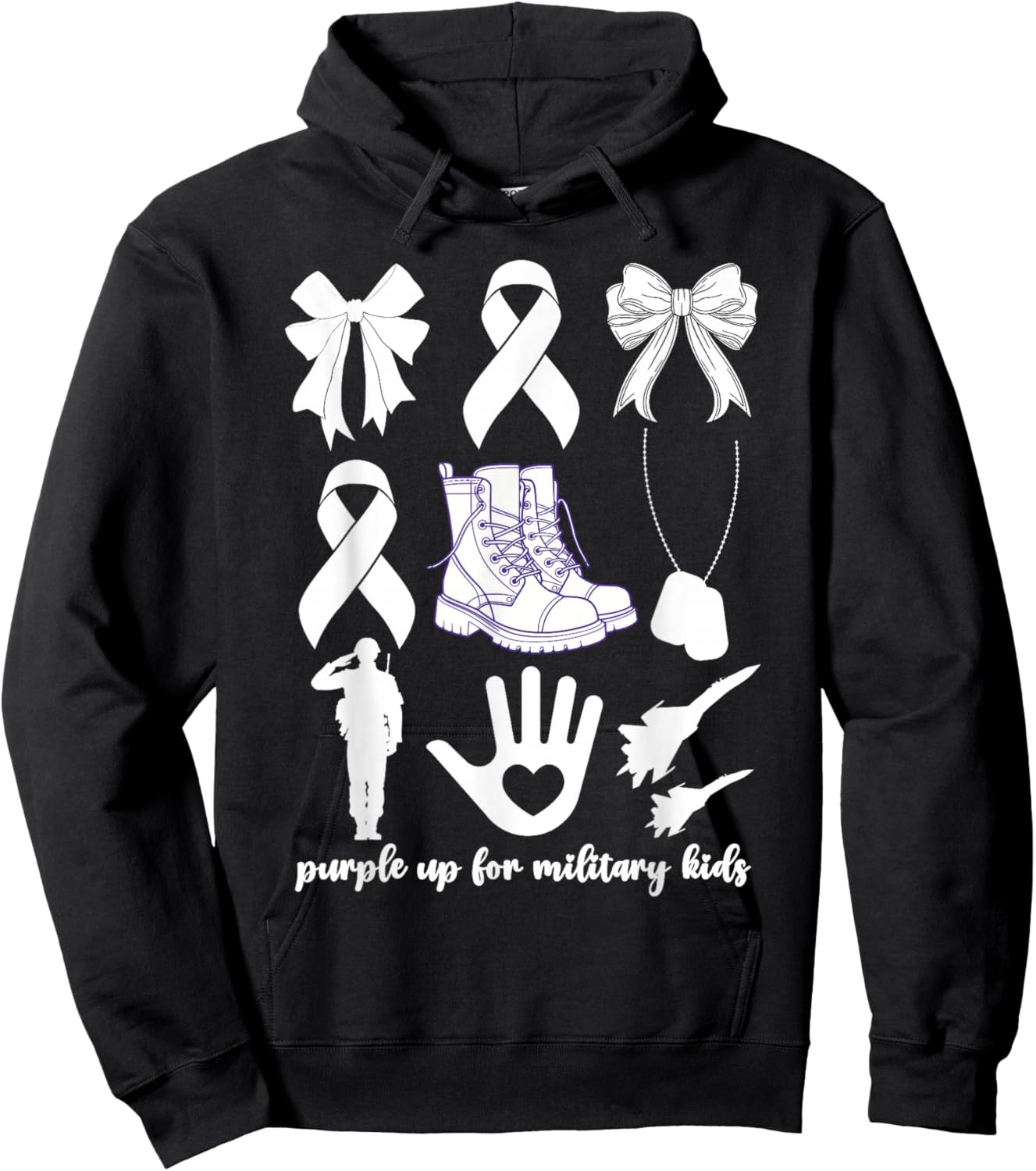 Purple Up For Military Kids Kid Month Of Military Child Bow Hoodie - Hoodie | Black