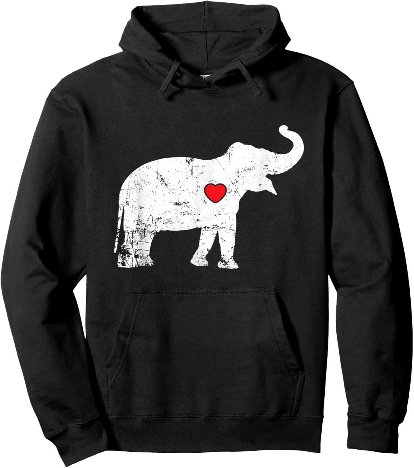 Elephant with red Heart Hoodie - Hoodie | Black