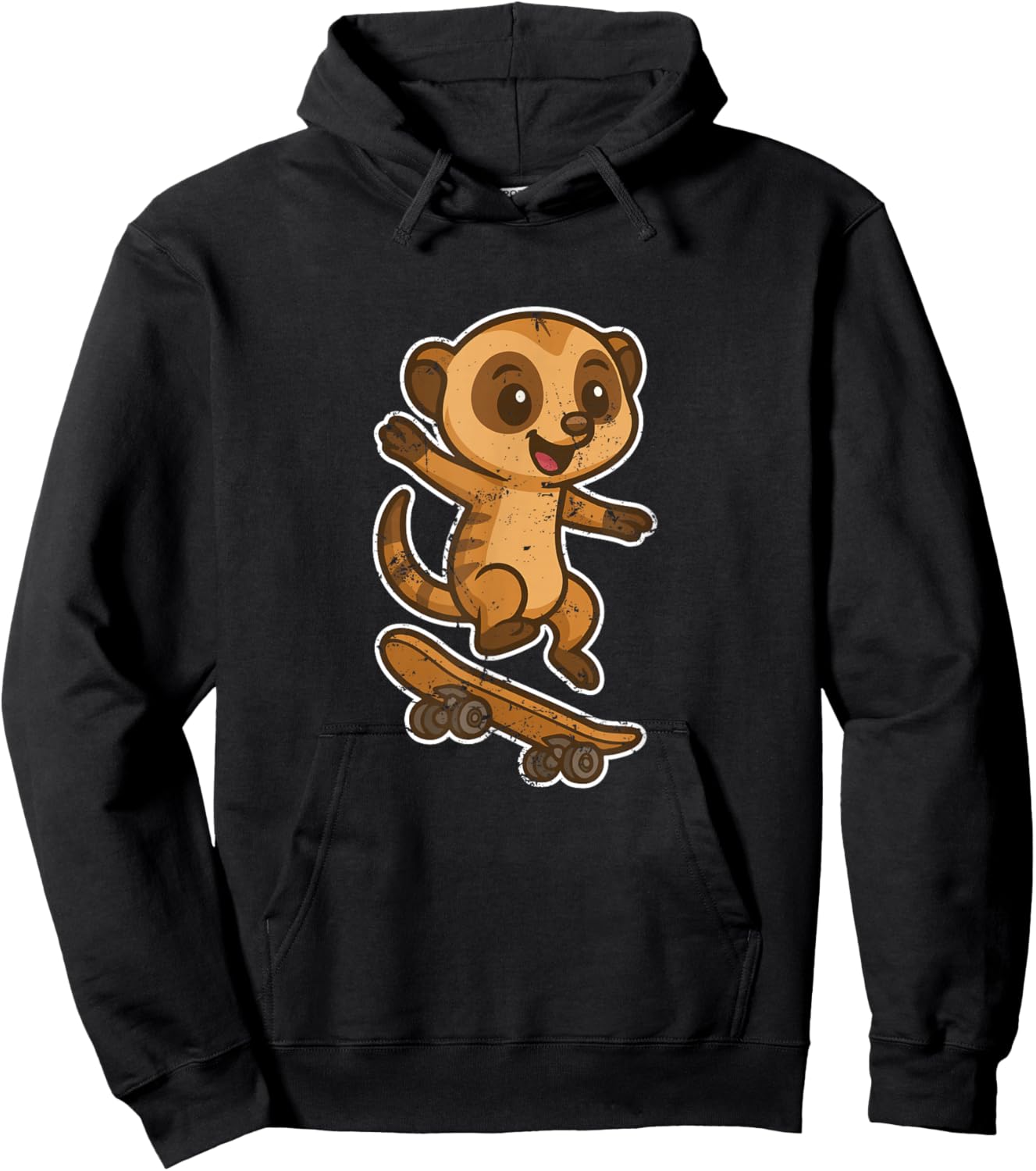 Suricate Skateboard Retro Cartoon Hoodie - Hoodie | Black