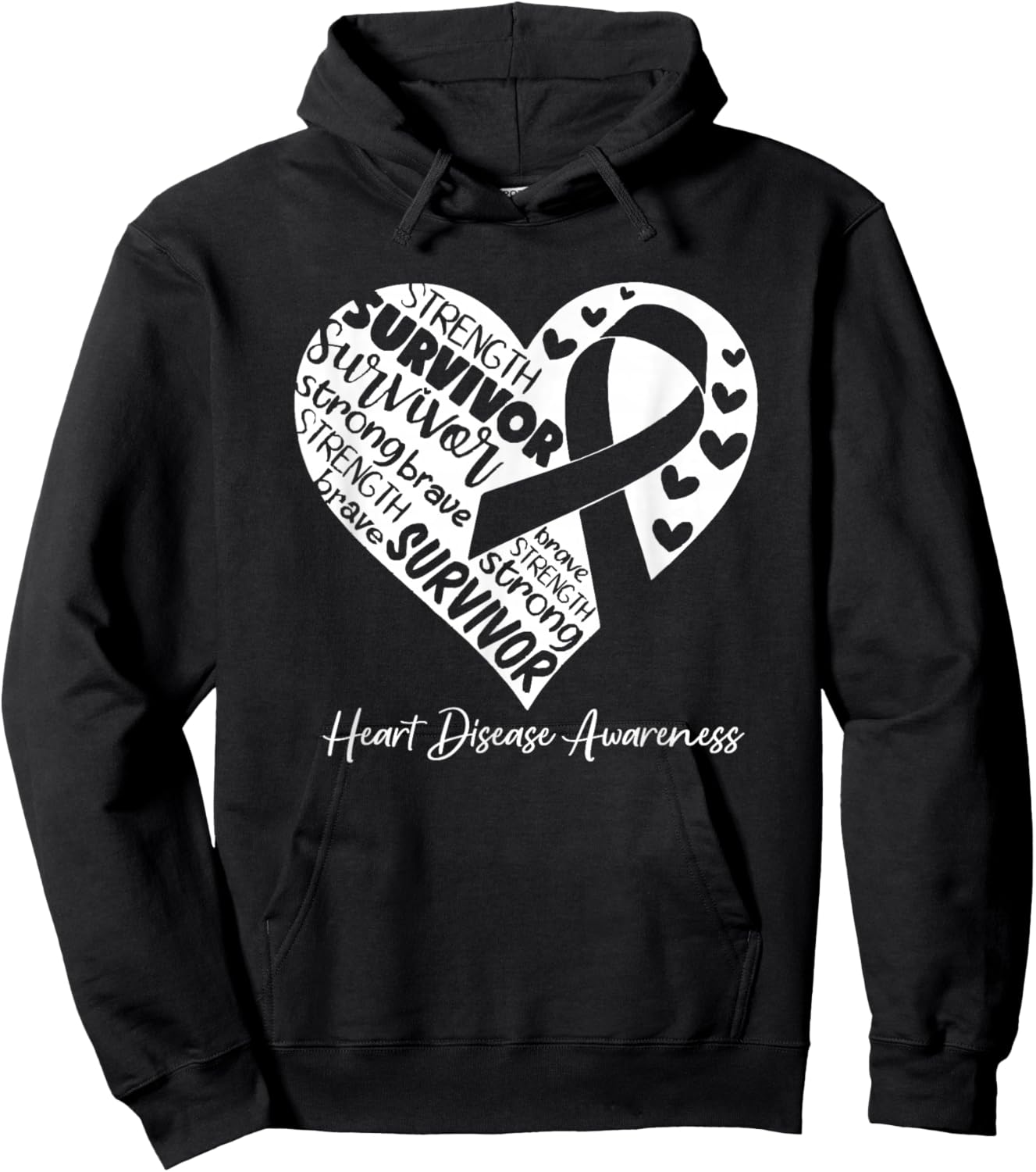 I'm A Survivor Heart Disease Awareness Red Ribbon CHD Heart Hoodie - Hoodie | Black