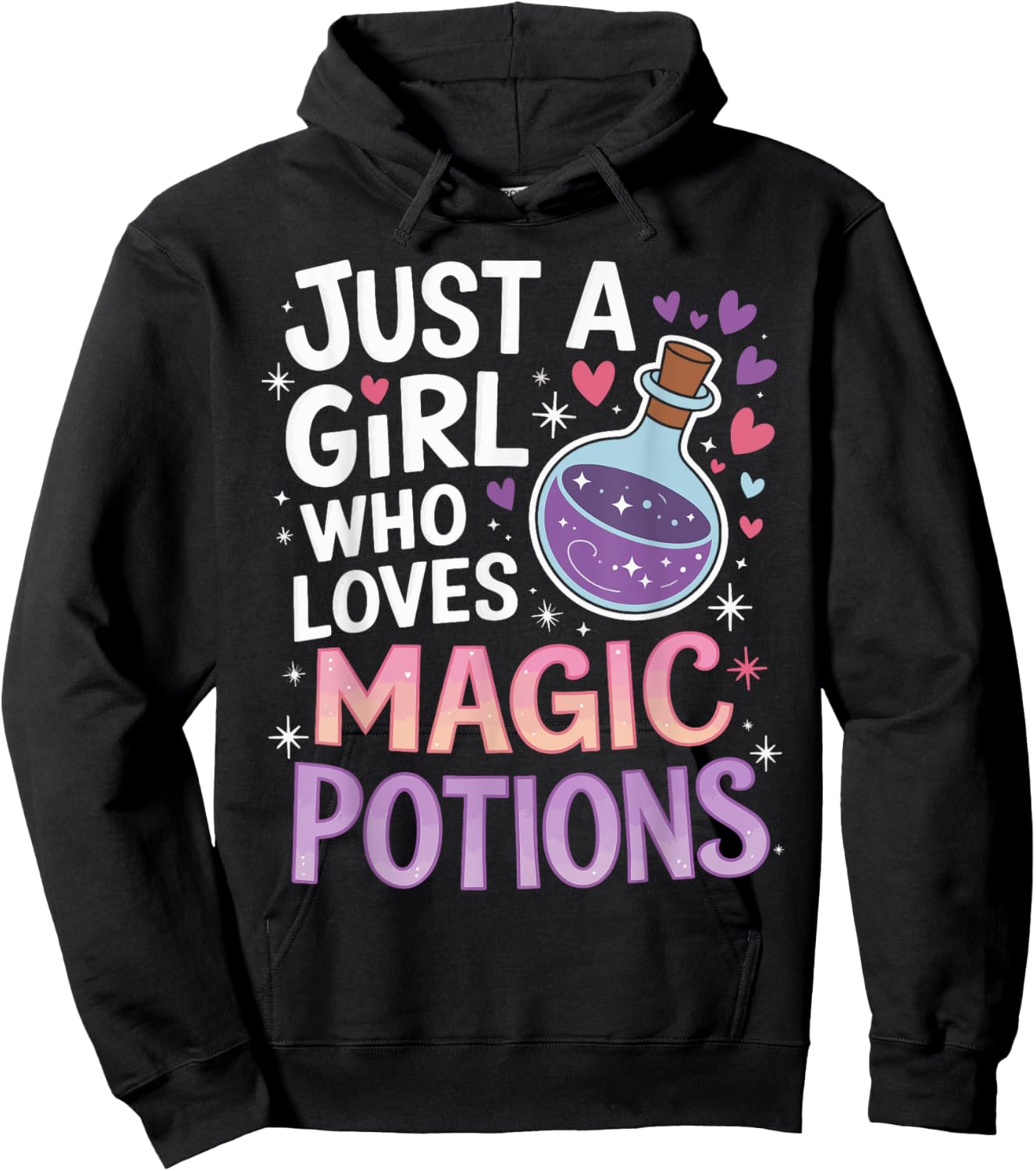 Just A Girl Who Loves Magic Potion Funny Halloween Girls Hoodie - Hoodie | Black