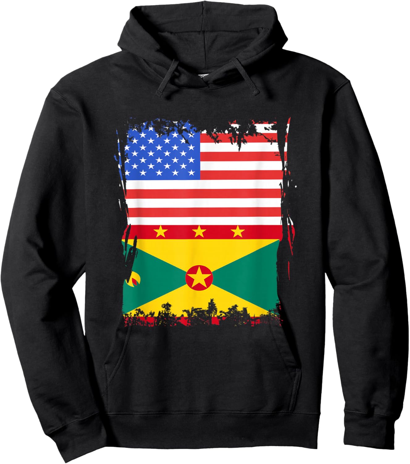 Grenada Flag America Grenadian Pride USA Grenadian Roots Hoodie - Hoodie | Black