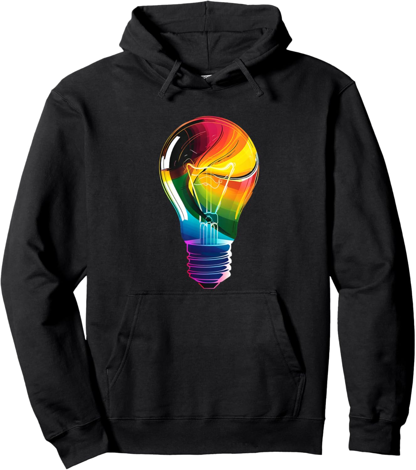 Funny Light Bulb Outfit -Adults Colorful Light Bulb Costume Black Small Classic Fit Short Sleeve Cotton Blend, Polyester Hoodie - Hoodie | Black