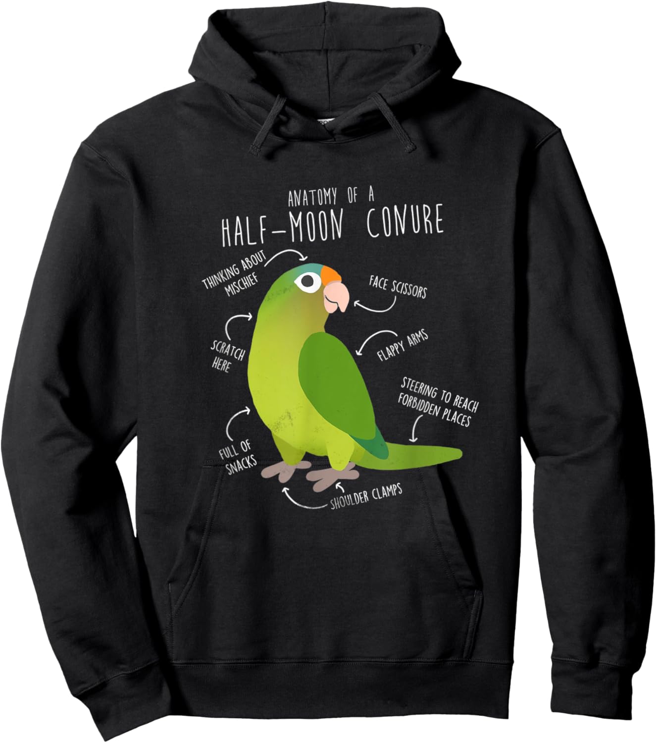 Half-Moon Conure For Parrot Parents and Bird Enthusiasts Hoodie - Hoodie | Black