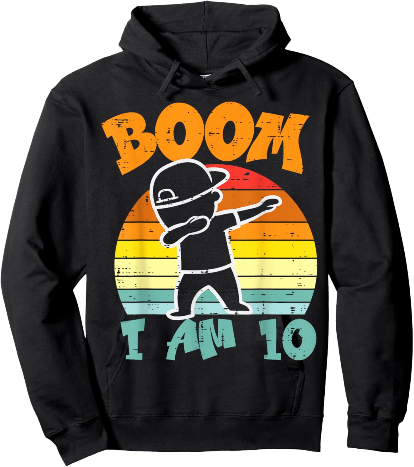 Boom Im 10 Boy Dab Retro 10th Birthday Bday Party Dance Boys Hoodie - Hoodie | Black
