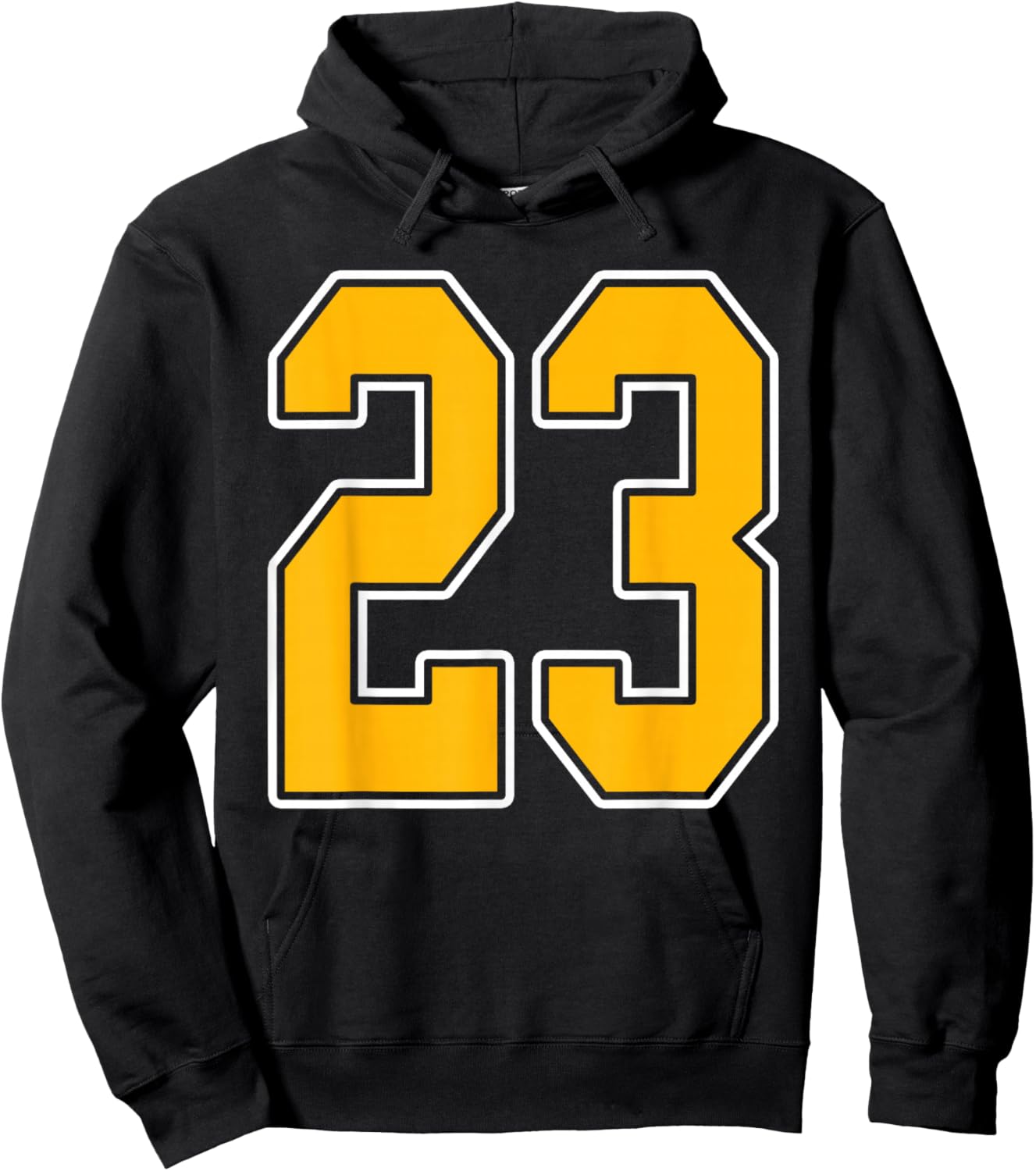 Gold and White Sports Number 23 Jersey Uniform Player Hoodie - Hoodie | Black
