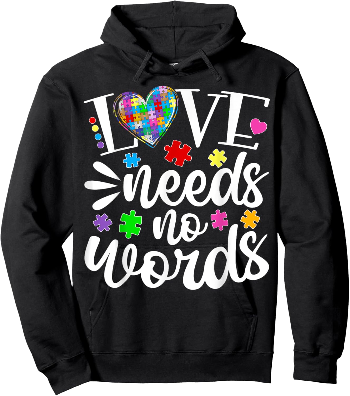 Autism Awareness Love Needs No Words Family Matching Group Hoodie - Hoodie | Black