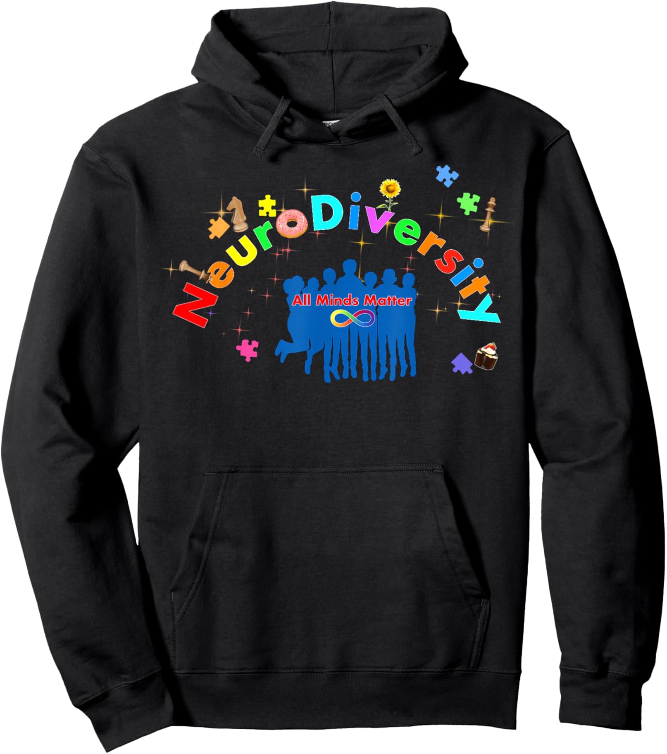 Neurodiversity All Minds Matter Autism Awareness Hoodie - Hoodie | Black