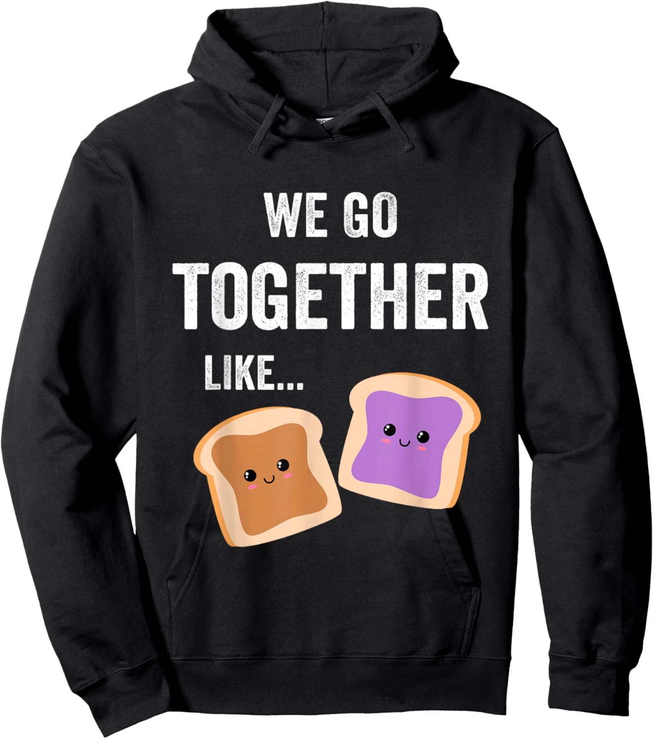 Peanut Butter and Jelly Sandwich Matching Couple PJs BFF Hoodie - Hoodie | Black