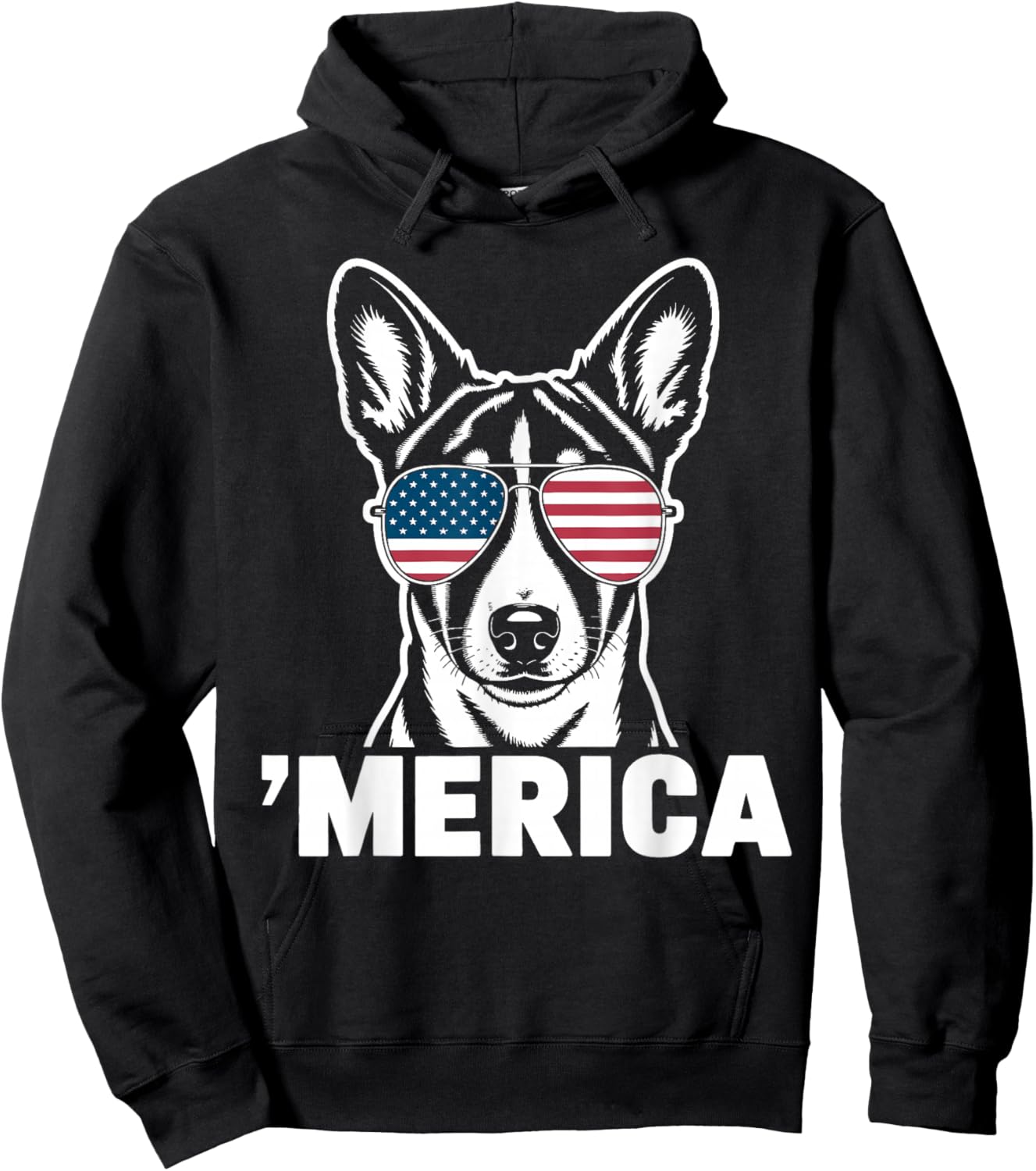 Patriotic USA American Flag 4th of July Basenji Hoodie - Hoodie | Black