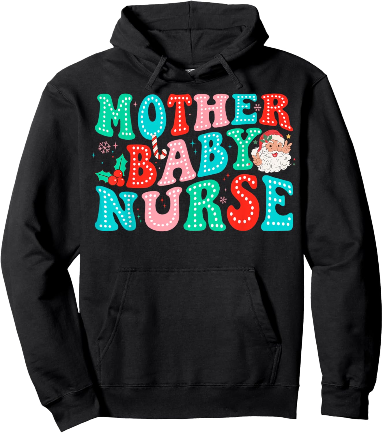 Mother Baby Nurse Christmas Postpartum Nursing NP RN Squad Hoodie - Hoodie | Black