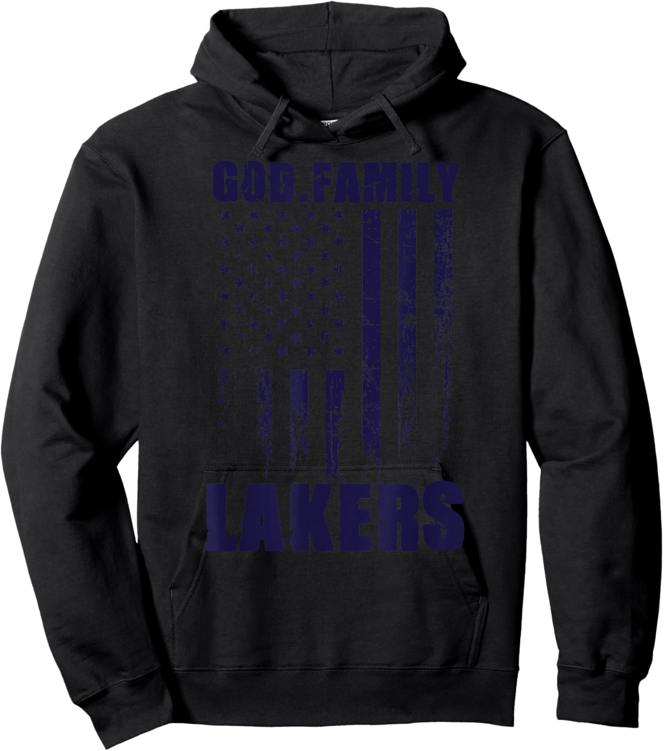 Russell County Lakers God. Family. Vintage USA Flag Hoodie - Hoodie | Black