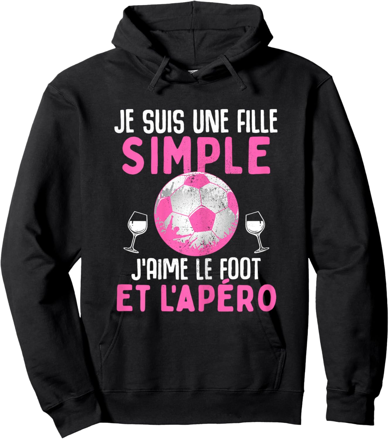 Girl Simple I Love Football and Drink Humour Woman Football Hoodie - Hoodie | Black