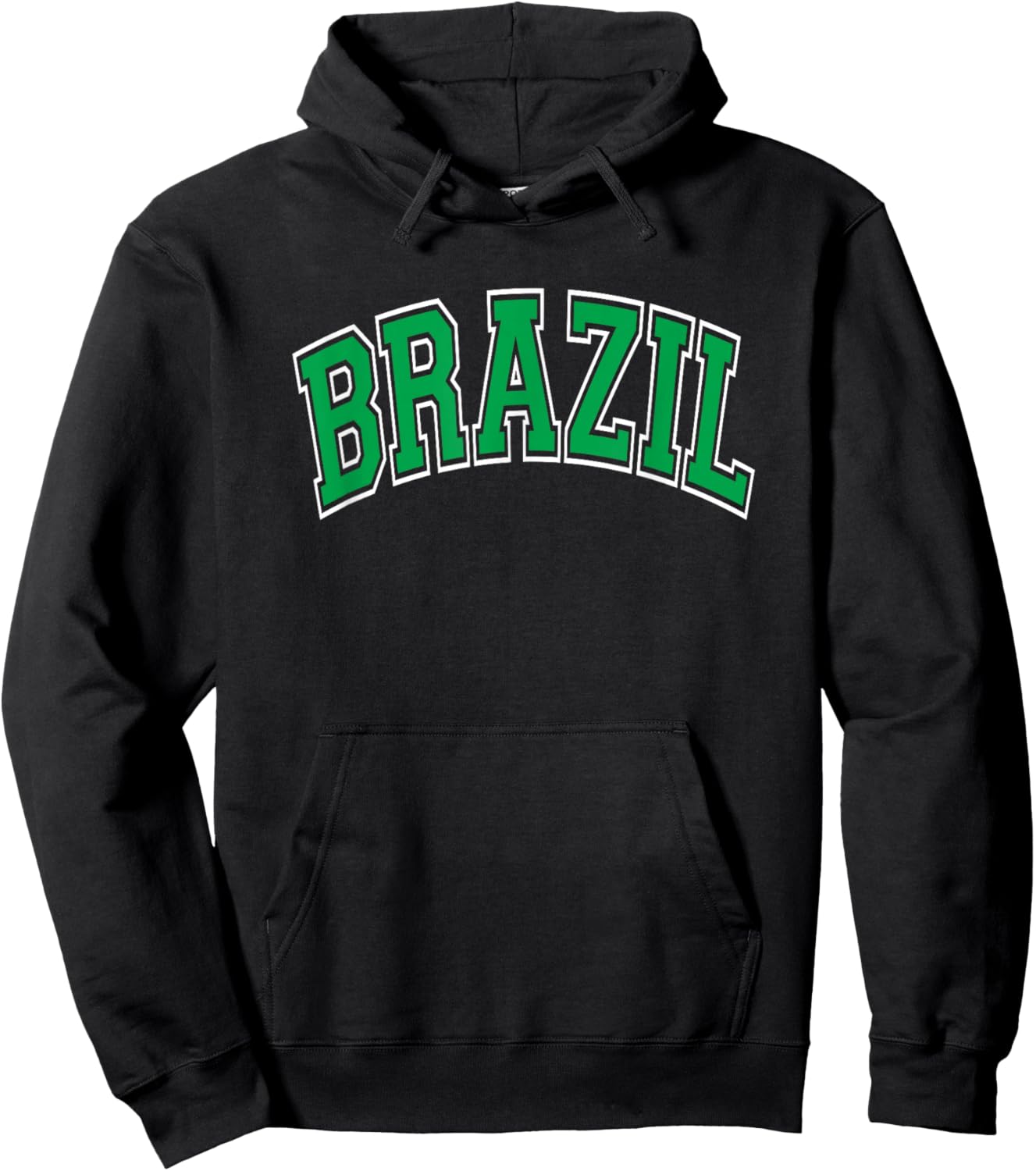 Brazil Arched Green Text Hoodie - Hoodie | Black